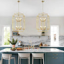30" Farmhouse Gold Chandelier, 10-Light Foyer Lighting Fixtures, Lantern Tiered Pendant Light Fixtures, Metal Rustic High Ceiling Chandelier for Dining Room Entryway Staircase by CozyNest Decor