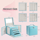 5-Layer Jewelry Box with 4 Drawers, Huge Portable Jewelry Organizer with Lock and Mirror for Women, for Necklace Ring Earring Bracelet Storage, Lockable Jewelry Case, Blue by TinyTreasures Baby Boutique