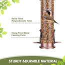 MIXXIDEA 2PK Metal Wild Bird Feeder Squirrel Proof for Outside Hanging - 6 Port Tube Transparent Finch Feeder With Steel Hanger (Antique Copper) by CozyNest Decor