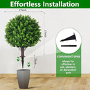 Artificial Eucalyptus Topiary Ball Trees with Ground Spike, Set of 2 UV Resistant Artificial Shrubs, Fake Evergreen Artificial Plant Bushes for Indoor Outdoor Front Porch Garden by GreenHaven Gardens