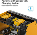 CCCEI Modular Power Tool Organizer Wall Mount with Charging Station. Garage 4 Drill Storage Shelf with Hooks, Screwdriver, Drill Bit Heavy Duty Rack, Tool Battery Holder Built in 8 Outlet Power Strip. by GreenHaven Gardens