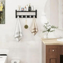 Homode Wall Coat Rack With Shelf, Wood Entryway Hanger With Hooks, Small Floating Pegs for Hanging Coats, Hats, Purses, Backpacks, Black by CozyNest Decor