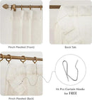 FMFUNCTEX Linen Sheer Pinch Pleated Curtains for Bedroom, Linen Flax Beige 63 Inch Length Sheer Curtain See Through Panels for Living Room, Natural Window Drapes for Farmhouse, Rod Pocket 2 Panels by CozyNest Decor