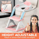 SKYROKU Potty Training Seat for Toddlers – 2-in-1 Adjustable Potty Ladder with Step Stool, Anti-Slip Cushion, Splash Guard & Extra-Wide Pedals, Supports 200+ lbs, Ideal for Boys & Girls (Pink) by TinyTreasures Baby Boutique