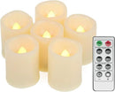 6 PCS Led Flickering Flameless Votive Tea Lights Candles with Remote Control Battery Operated/Electric Outdoor Tealights Timer Candle for Christmas,Xmas Decorations (Batteries Included) 200Hours by GreenHaven Gardens