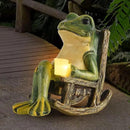 Miniature Frog Garden Statue Gifts Fall Halloween Decorations Fairy Garden Accessories Outdoor Lights Solar Garden Frog Decor Art Housewarming Gift for Patio,Yard,Lawn Ornament,3.89"x2.36"x3.93 by CozyNest Decor