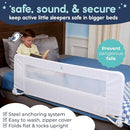 hiccapop 57" x 19" Extra Long Bed Rail for Toddlers, Heavy Duty Swing Down Bed Rail Guard with Soft Mesh Cover Safely Fits Twin, Full, Queen Beds by TinyTreasures Baby Boutique