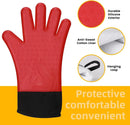 GEEKHOM Silicone Grilling Gloves, Heat Resistant Oven Mitts, BBQ Gloves, Waterproof Non-Slip for Barbecue, Cooking, Baking, Fryer, Red by GreenHaven Gardens