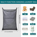 XL Hanging Hamper, Over The Door Hamper with Free Hanging Hooks, Space Saving Over Door Laundry Bag and Laundry Basket for Storage, 2 Pack, (36x22Inch Pop Heather Grey) by CozyNest Decor