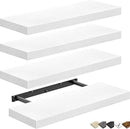 QEEIG Floating Shelves for Wall Bathroom Shelf Bedroom Kitchen Living Room Farmhouse Small Book Shelf 16 inch Set of 4, White (015-W4) by CozyNest Decor