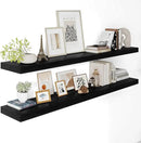 Black Floating Shelves for Wall 55 Inches Long, 12" Deep Wall Shelves 2" Thick, Heavy Duty Shelf for Bedroom, Bathroom, Living Room, Kitchen, Office, Home Decor, Modern Shelf Set of 2, 55" X 12" X 2" by CozyNest Decor