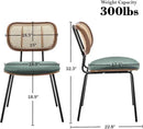 Rattan Dining Chairs Set of 4, Mid Century Modern Dining Chairs with Cane Back for Kitchen Dining Room, 19 Inch Fabric Green by CozyNest Decor