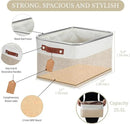 DECOMOMO Storage Bins Fabric Storage Baskets for Shelves, Linen Closet Organization Toys Nursery (Beige and White, Large - 1 Pack) by CozyNest Decor