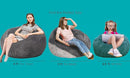 2 Pcs Classic Bean Bag Chair, with Faux Rabbit Fur Cover for Teens and Kids, Memory Foam Bean Bag Chairs, Ultra Soft Faux Fur Fabric, 2.5 feet Round Fluffy Bean Bag Sofa by TinyTreasures Baby Boutique