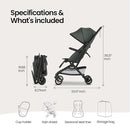 Mompush Velo Lightweight Travel Stroller – One-Hand Fold, Ultra-Compact & Airplane Friendly, Lie-Flat Recline Seat (from Birth to 50 lbs), Includes Cup Holder, Shoulder Strap, and Leather Bumper Bar by TinyTreasures Baby Boutique