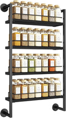IBUYKE Spice Rack Wall Mount,4 Tier Hanging Seasoning Organizer, Spice Rack for Wall for up to 50 Jars,Spice Organization for Kitchen Cabinet,Living Room,Bathroom,Pantry,Black UTLJ016B by CozyNest Decor