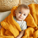 EMME Muslin Baby Blankets 100% Cotton 4-Layer Swaddle 40"x50" Lightweight Soft Breathable for Toddler, Infant, Newborn All Season Gauze Blanket, Mustard Yellow by CozyNest Decor