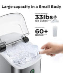 Silonn Nugget Ice Maker Countertop, Pellet Ice Machine with Self-Cleaning Function, Sonic Ice Maker Produces 33lbs of Chewable Ice in 24 Hours, Ideal for Home Kitchen and Office, Stainless Steel by CozyNest Decor