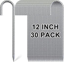 Rebar Stakes 12 Inch, 30 Pack Galvanized Metal Tent Stakes Heavy Duty Ground Stakes, J Hook Steel Fence Stakes for Ground, Outdoor Decoration, Wire Fencing, Gardening by CozyNest Decor