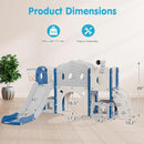 Babytronic Toddler Slide Set, 8 in 1 Kids Slide, Indoor Outdoor Slide for Toddlers Age 1-3, Toddler Playset with Basketball Hoop and Tunnel, Toddler Indoor Outdoor Playground, Blue&Grey by TinyTreasures Baby Boutique