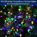 Solar Mardi Gras Lights - Yellow Green Purple Decor, 50 LEDs 8 Modes Waterproof Outdoor C6 Strawberry Garden for Camping, Holiday, Arbor, Fence, Balcony Decorations by GreenHaven Gardens