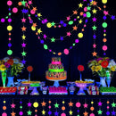 108feet UV Round Dot Star Kit Neon Paper Garland Glow in The Dark Party Favors Streamers Banner for Black Party Supplies UV Reactive Circle Dot Star Garland Wedding Birthday Glow Party Supplies… by TinyTreasures Baby Boutique