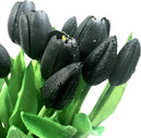 15pcs Artificial Tulips Flowers, Fake Tulips Real Touch, Faux Latex Tulips Bouquets, for Party Wedding Home Room Decoration (Black) by CozyNest Decor