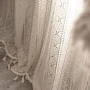 Sutuo Home Crochet Boho Curtain 63 Inches Length, Sheer Lace Handmade Tassels Knitted Window Treatment Vintage Rustic Bohemian Farmhouse Drape for Bedroom Rod Pocket 1 Panel 59" W x 63" L, Beige Wave by CozyNest Decor