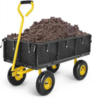 Homdox MAX 880 Lbs Garden Cart, Heavy Duty Foldable Mesh Steel Garden Wagon with 180° Rotating Handle and 10 Inch Tires, Pullable Yard Cart for Yard Garden Beach Farm, Yellow with Bag by GreenHaven Gardens
