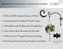 RTZEN Plant Hangers Outdoor or Indoor - Wrought Iron Metal Hanger Indoor Hook - Heavy Duty Wall Bracket Hooks for Hanging Plants Baskets Lanterns Wind Chimes - 2 Pack (Black Axe-Shape Hooks) by GreenHaven Gardens