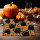 Halloween Placemats Cat Pumpkin Set of 4 Table Mats Seasonal Cute Home Party Kitchen Dining Table Decorations by CozyNest Decor