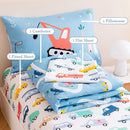PERFEMET 4-Piece Toddler Bedding Set Boys Cars Toddler Comforter with Sheets Reversible Lightweight Blue Vehicles Toddler Bed Set for Crib(Blue, Cars) by TinyTreasures Baby Boutique