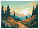 HZOHNAGO Mountain Tapestry Forest Mountain Sunrise Road Pattern Printed Wall Tapestry Wall Hanging for Bedroom Living Room Dorm 80" W x 60" H by CozyNest Decor