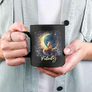 Personalized Name Ceramic Mug, Enchanted Forest Themed Decorative Cup, Custom Cute Fox With Crescent Moon Mug, Customized Floral Fox Coffee Cup 11oz 15oz, Animal Black Mug For Kids by CozyNest Decor
