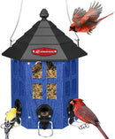 Kingsyard Wild Bird Feeder for Outdoor Hanging, Recycled Plastic Bird Feeders with 6 Ports & U-Shape Perch, Garden Yard Outside Decoration, 3.5 lbs Seed Capacity, Blue by GreenHaven Gardens