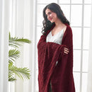 inhand Knitted Throw Blankets for Couch and Bed, Soft Cozy Knit Blanket with Tassel, Claret Lightweight Decorative Blankets and Throws, Farmhouse Warm Woven Blanket for Men and Women, 50"x60" by CozyNest Decor