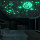 Luminous Wall Decals Ceiling Stickers Glow in The Dark Moon and Stars Starry Sky Shining Decals Room Decoration Perfect Gifts for Kids Bedroom Bedding Room, 1 Moon + 436 Stars and Dots by CozyNest Decor