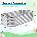 Quictent Raised Garden Bed Kit Oval Galvanized Metal Planter Box Tall for Vegetables Outdoor Backyard, Rubber Strip Edging Included, Silver 6x3x2 ft