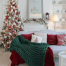 Knitted Throw Blanket for Sofa,Handmade Knit Chunky Blanket Throw Sofa Throw for Gift Sofa Bed,Chunky Knit Blanket(Dark Green 40"x60") by CozyNest Decor