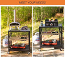 NUUK Double-Shelf Movable Outdoor Pizza Oven Table, 24" x 30" Stainless Steel Commercial Multifunctional Food Prep Worktable with Drawer on Wheels by CozyNest Decor