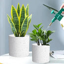 10/8/6 inch Deep Flower Pots, Cylinder Large Plant Pots for Outdoor Indoor Plants, 3 Pack Tall Plastic Planters with Drainage Holes and Saucers for Garden House Plants, Speckled White by GreenHaven Gardens