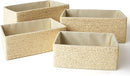 Storage Baskets Set 4 - Stackable Woven Basket Paper Rope Bin, Storage Boxes for Makeup Closet Bathroom Bedroom (Beige) by TinyTreasures Baby Boutique
