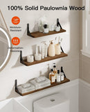 AMADA HOMEFURNISHING Long Wall Shelves, Rustic Farmhouse Floating Shelves for Bedroom, Bathroom & Living Room, Brown by TinyTreasures Baby Boutique