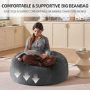 Bean Bag Chair 3Ft, Memory Foam Filled, Large Beanbag Chairs for Adults and Teens, Soft Sofa with Removable Flannel Cover, Round Couch for Living Room Bedroom College Dorm (Dark Gray, 3FT-36×36"×24") by CozyNest Decor