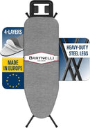 Bartnelli Ironing Board Made in Europe | Iron Board with 4 Layered Cover & Pad, Height Adjustable up to 36" Features A Safety Iron Rest, 4 Steel Legs, for Home Laundry Room or Dorm Use (43x14) by CozyNest Decor
