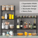 Expandable Cabinet Storage Shelf Stackable Organizer Rack for Kitchen Bathroom Pantry Spice Cupboard Coffee Countertop Home Office Desk Heavy Duty Nonslip Black Small 2 Packs by CozyNest Decor