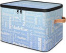 Custom Storage Basket with Name, Personalized Storage Bins with Zipper Lid, Foldable Fabric Storage Box Large capacity with Handle White Blue by TinyTreasures Baby Boutique