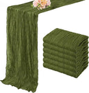 6 Pack Olive Green 10FT Cheesecloth Table Runner Rustic Gauze Cheese Cloth Table Runner for Wedding Bridal Baby Shower Table Decorations Boho Fabric Sheer Birthday Party Decor 20 x 120 Inch Long by CozyNest Decor