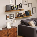 BAMEOS Floating Shelves, 31W x 7D Rustic Brown Wall Mounted Wooden Shelves with Invisible Brackets Set of 2, Hanging Wall Shelves Decoration for Bedroom, Bathroom, Living Room and Kitchen by CozyNest Decor