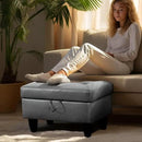 Ottoman Rectangular Storage Ottoman Bench, Faux Leather Footrest, Coffee Table, Stool Footstool with Hinged Lid for Living Room, Bedroom, Entryway, Gray, 28.5"x19"x17.5" by CozyNest Decor